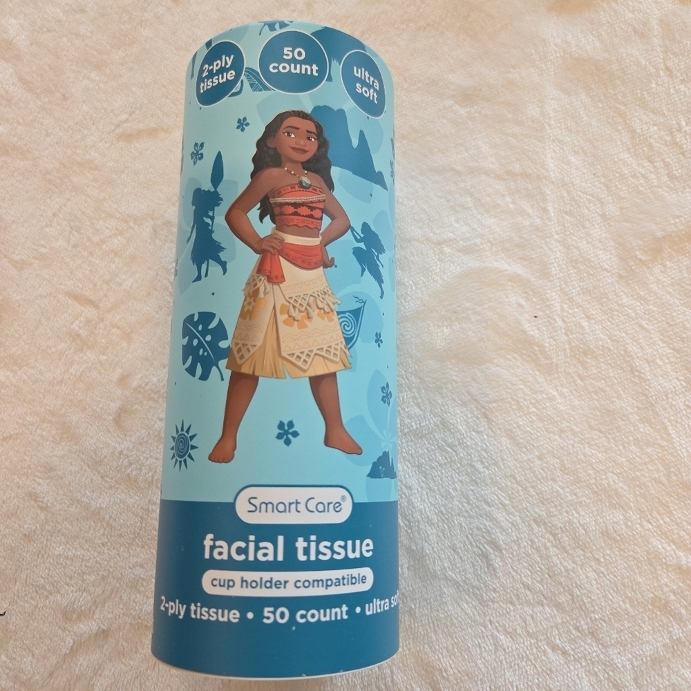 Disney Princess Moana Tissue 2ply Ultra Soft 50 ct Cup Holder New